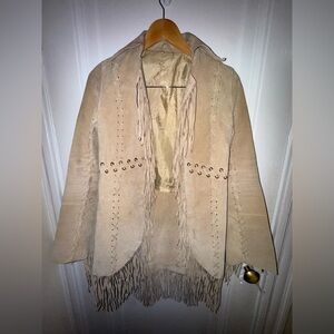 Vintage - *Rare! Wet Seal Fringe Tan Suede / Leather Jacket